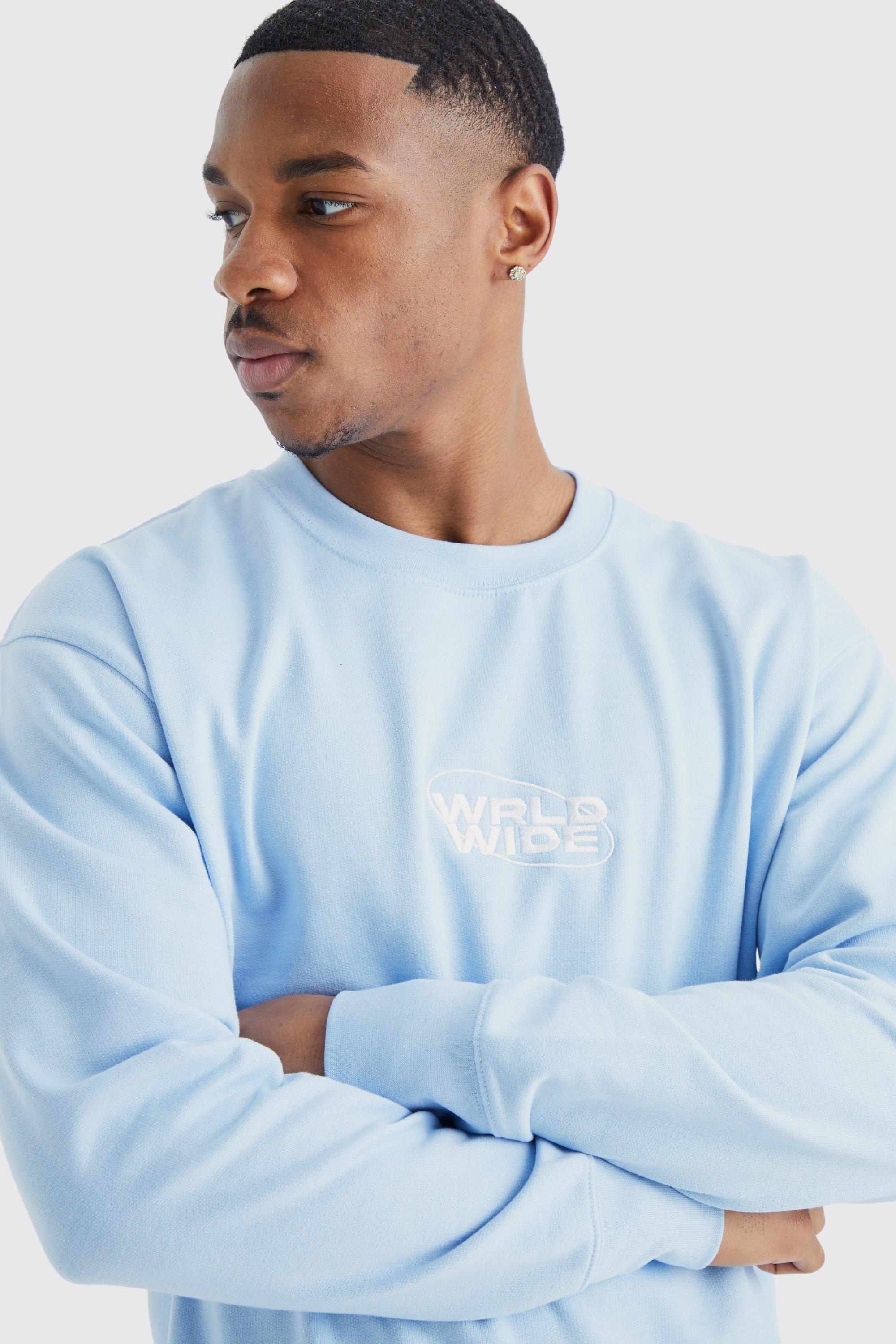 Light blue on sale sweatshirt mens